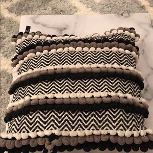 Black and white and grey ruffled comfy pillow
